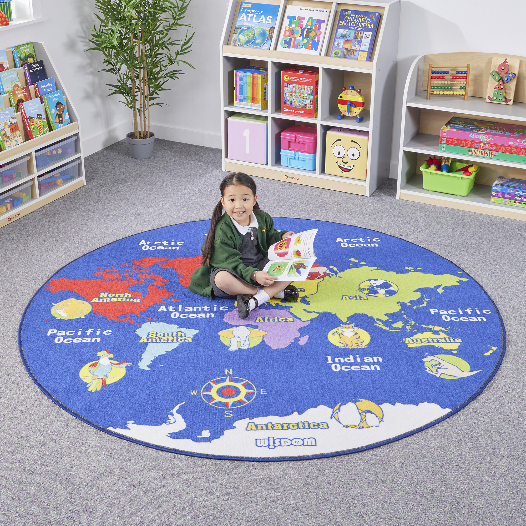 World Map Round Rug